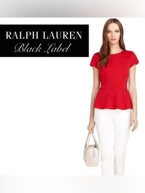 Ralph Lauren Black Label Red Short Sleeve Peplum Top